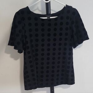 Ann Taylor Black Polka Dot Short Sleeve Top